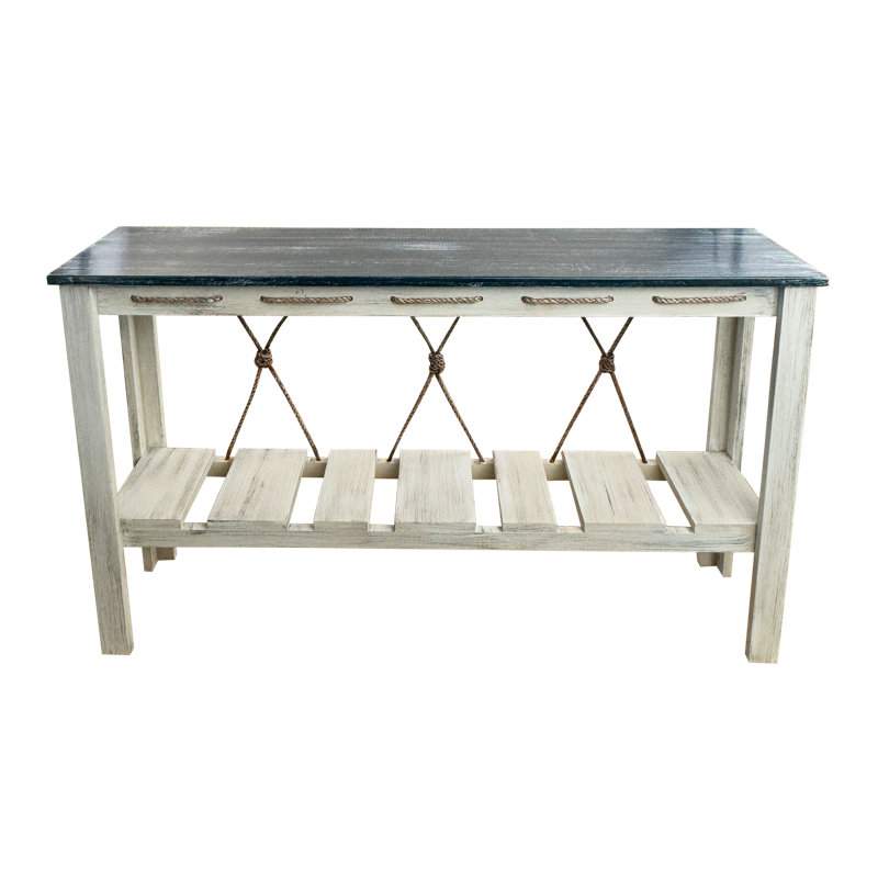 Table de canapé tout en bois avec corde nouée, Marine