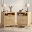 Ensemble de table basse relevable et 2 tables d'appoint - Table basse et tables d'appoint naturelles avec station de recharge-1576482245