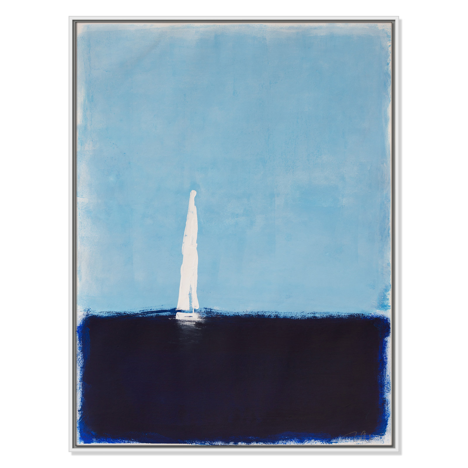 Morning Sails I Print by , 31.5'' W x 41.5'' H, Framed Canvas, White Floater