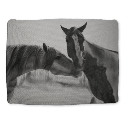 Napperon blanc tressé Chevaux amoureux - Décoration intérieure