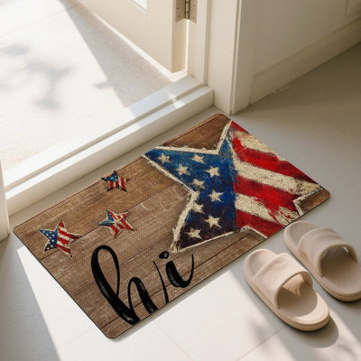 Brown Vintage American Star Home Decor Door Mat 24"x 36", For Indoor Outdoor Porch
