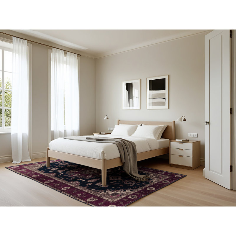 Tapis mauve lavable à la machine, Rectangle 5 pi x 7 pi