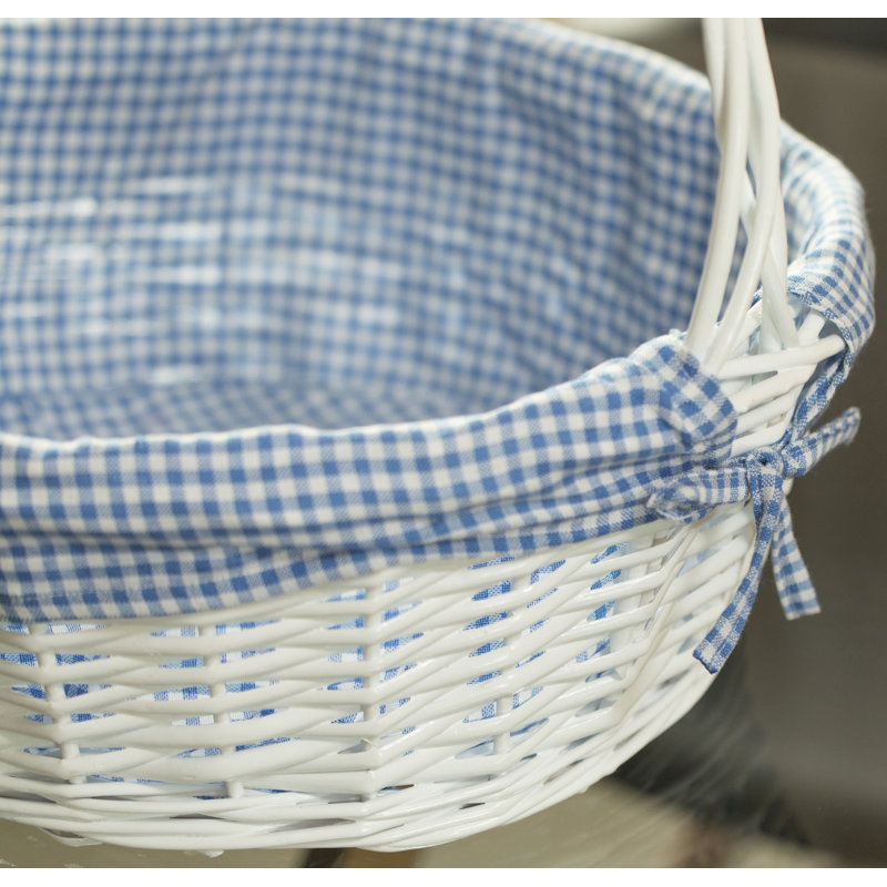 Panier en saule blanc, bleu