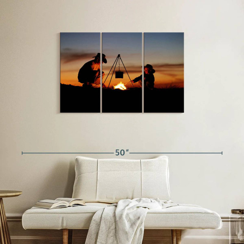 Father And Son Camping, 24" H x 38" W
