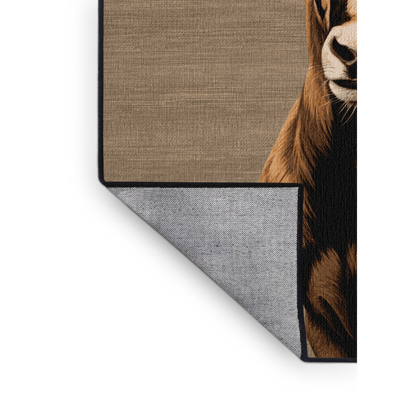 Washable Hartebeest Wildlife Area Rug, Rectangle 5' x 7'