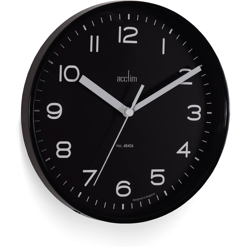 Acctim Runwell Small Wall Clock Quartz Slimline Case Raven 20cm