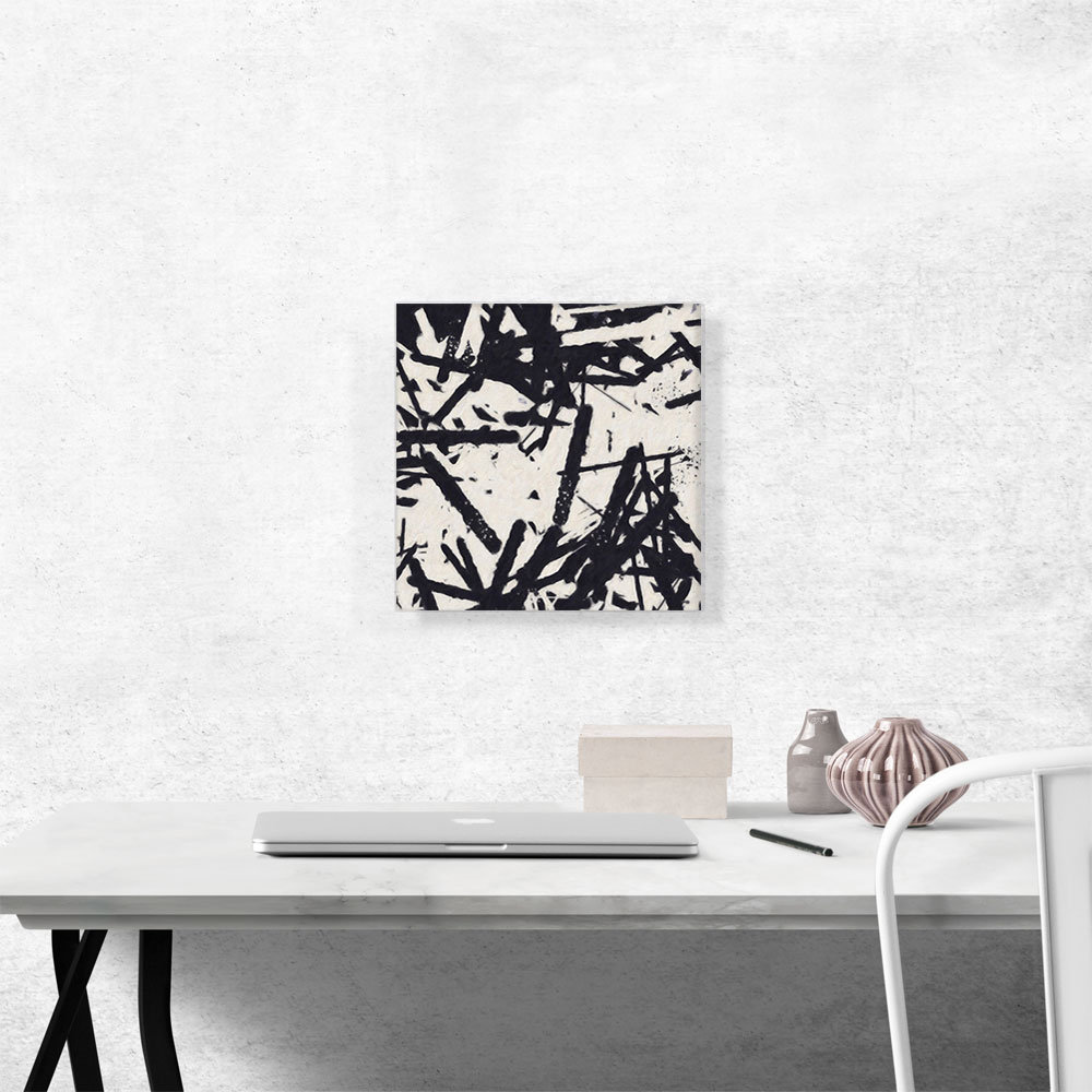 ARTCANVAS Black Lines on White Modern - Wrapped Canvas Painting Print ...