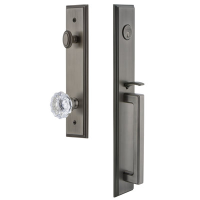 Carré One-Piece Handleset with Single Cylinder Deadbolt and D Grip with Fontainebleau Knob