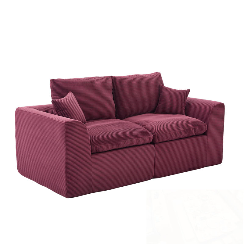 Canapé modulaire modulaire avec coussin moelleux, Rouge vin
