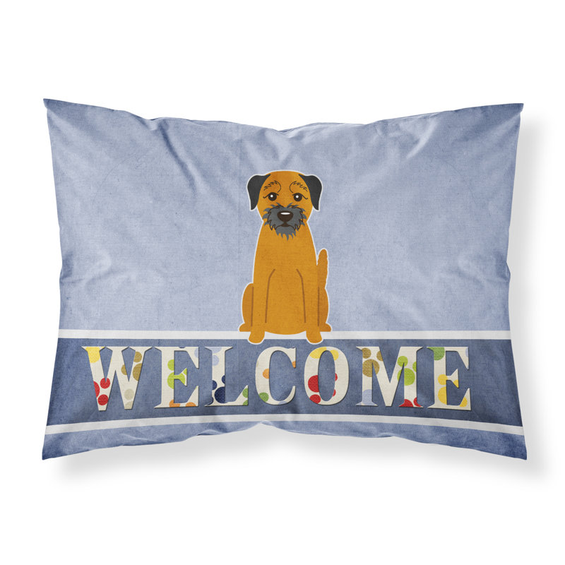 Taie d’oreiller welcome, Terrier border brun
