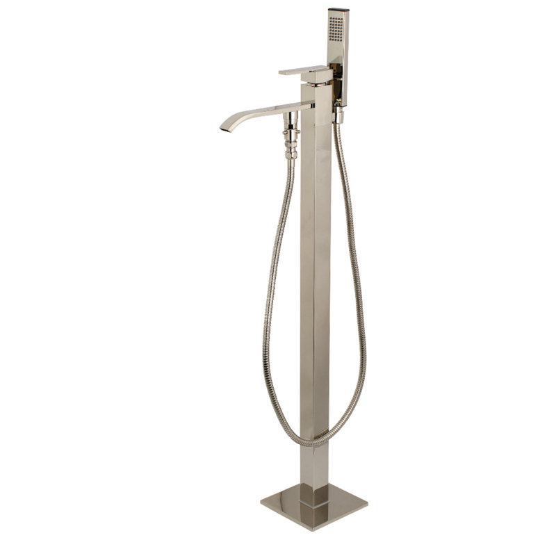 Kingston Brass Executive Single-Handle 1-Hole Freestanding Tub Faucet with Hand Shower, Polished Nickel