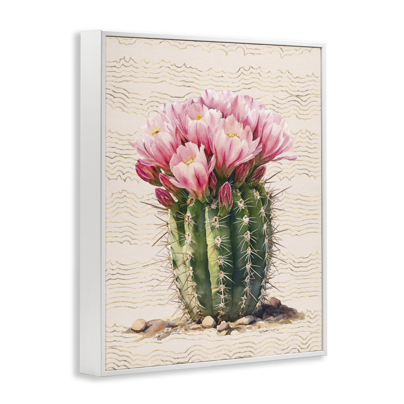  «Blooming Floral Cactus», estampe numérique encadrée par lettres et lignes, H 20 po x l 16 po