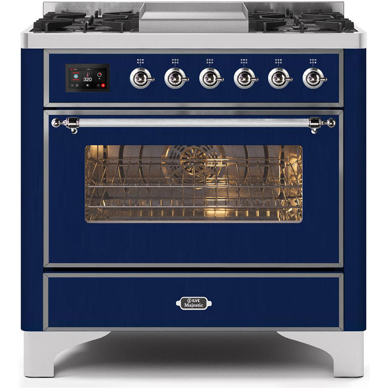 Majestic II Series 36" 3.5 cu ft. Freestanding Dual Fuel Range, Midnight Blue/Chrome, Natural Gas