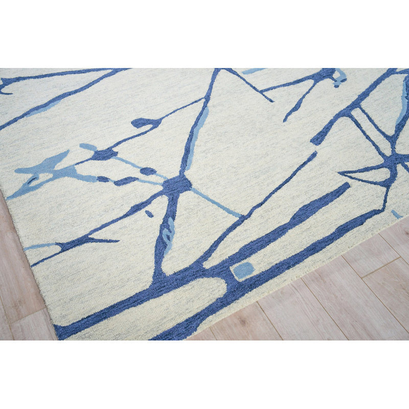 Mystic Wool Abstract Area Rug in Navy, Square 10'