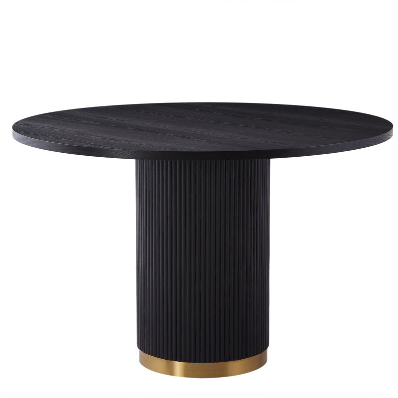 Round Pedestal Dining Table, 29.92" H x 35.04" W x 35.04" D, Black
