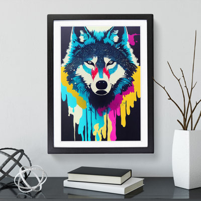 XV1022-5252X Wolf Dripping Paint No.3 - Single Picture Frame Print