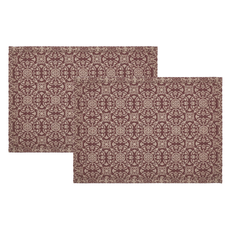   Custom House Geometric Rectangle Placemat, Tan/Red
