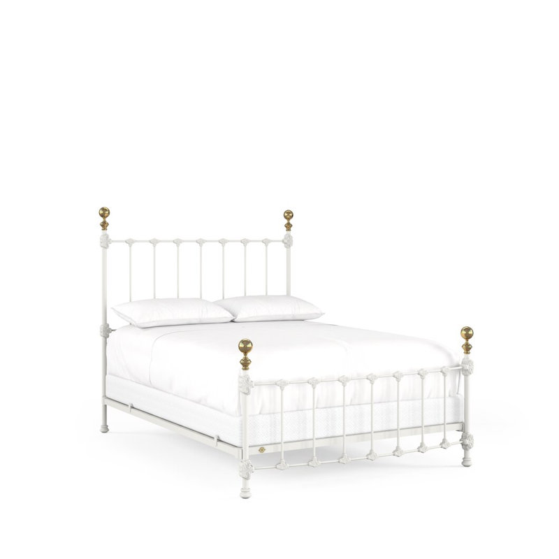 151 Palatial Bed | Complete Arched Foot, Queen, Matte White/Antique Gold