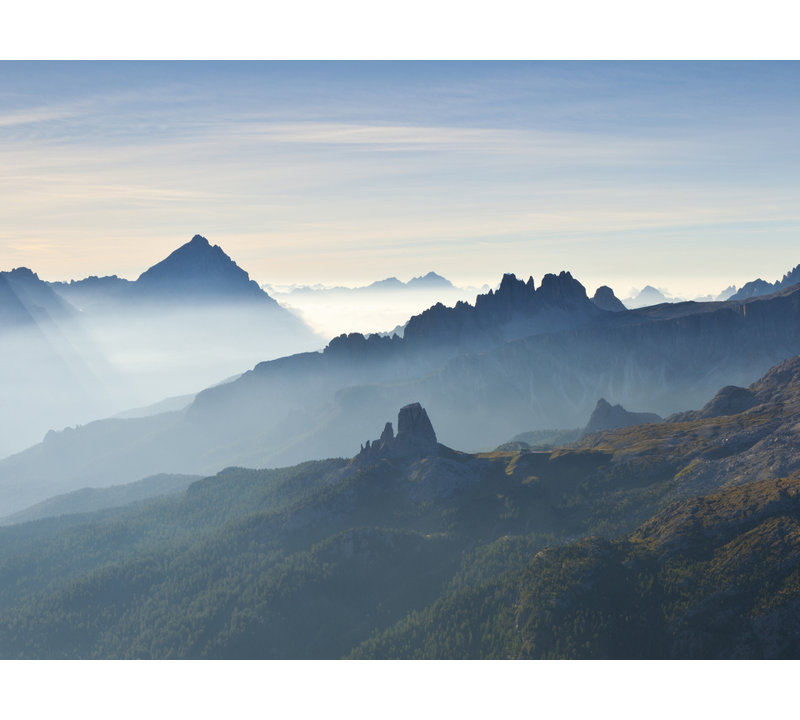Dolomites, Italy, Hazy Cinque Torri Print by Frank Peters, Wrapped Canvas, No Mat, 30" H x 40" W