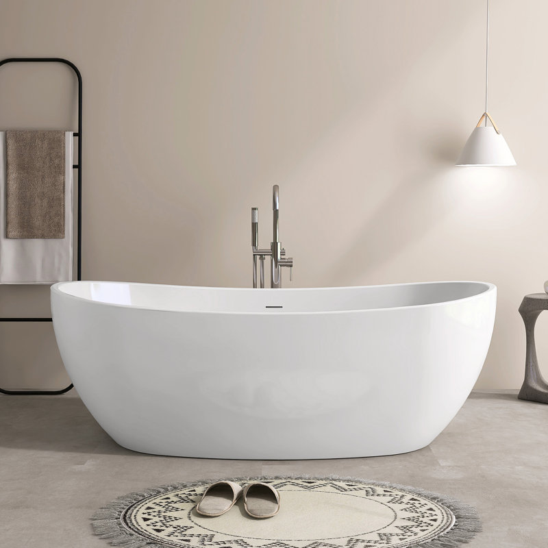 65'' Freestanding Soaking Acrylic Bathtub
