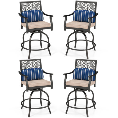 Aivils 25" Patio Bar Stool with Cushion by Lark Manor