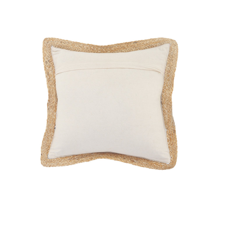 Pastel Striped Cotton and Jute Square Throw Pillow