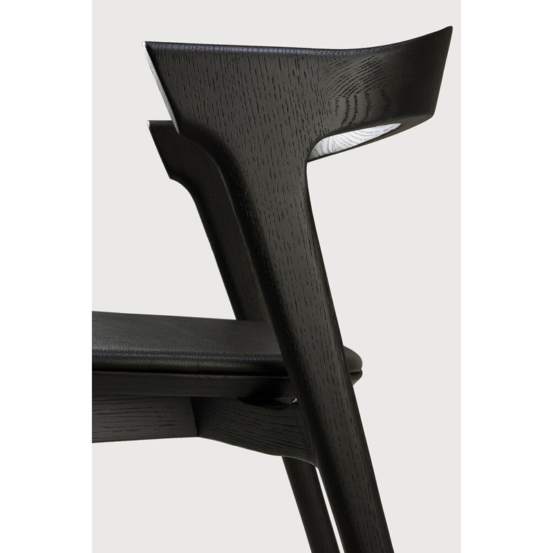 Bok Leather Dining Chair, Black Leather, Black