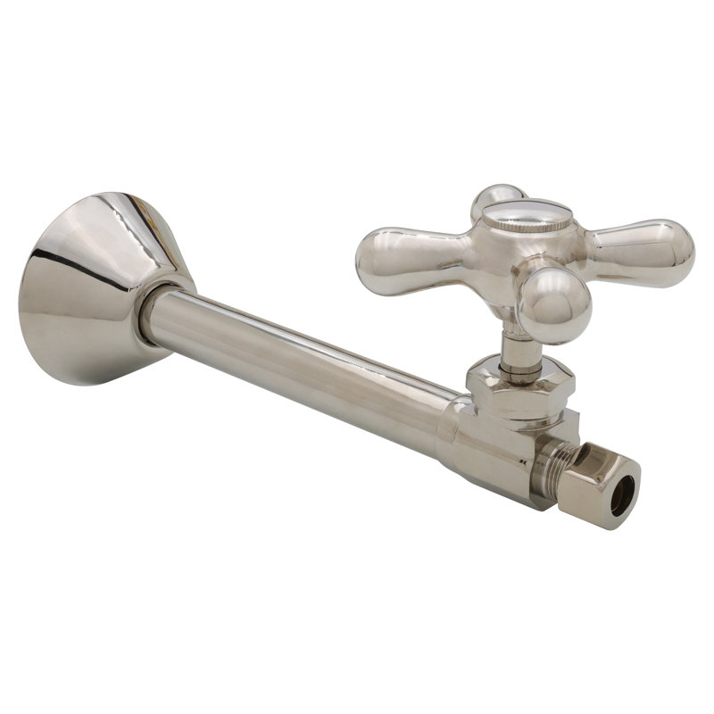 Polished Nickel Cross Handle Straight Stop Valve