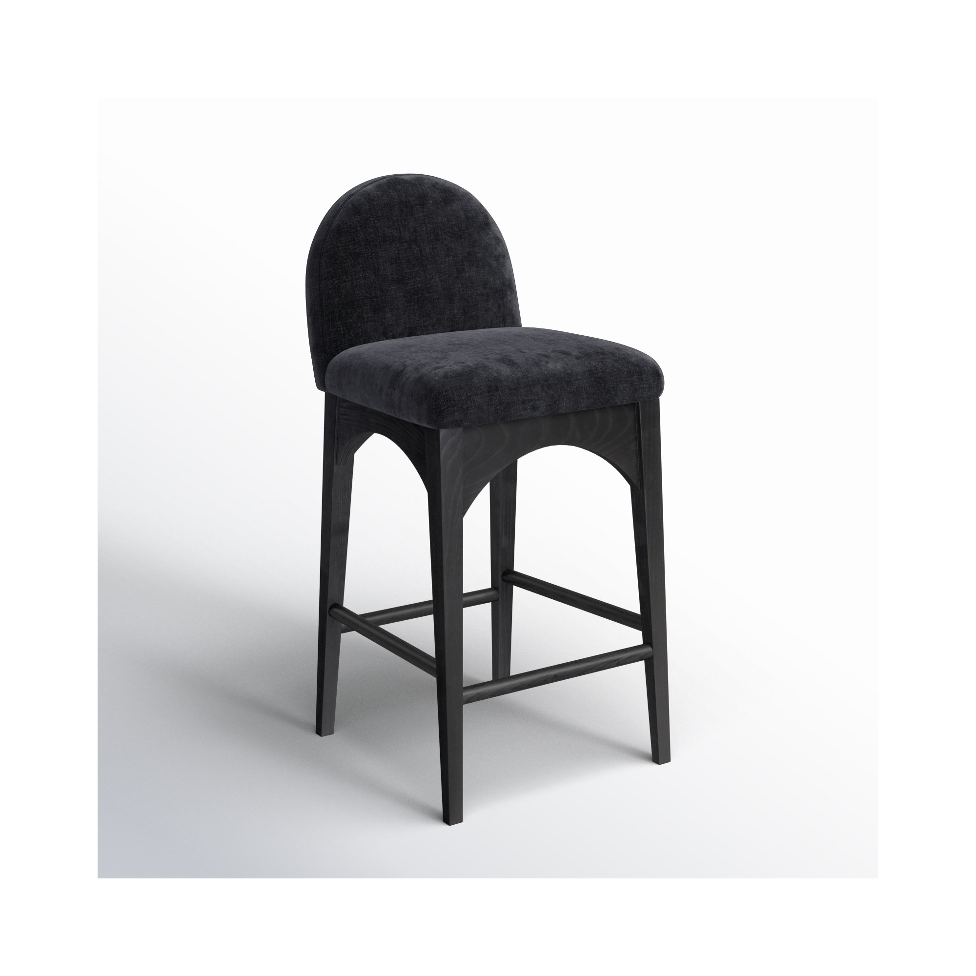 Beppo Counter Stool, Black, Black Chenille