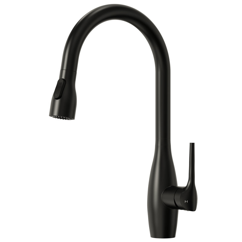 Dual Function Single Handle Pull Down Kitchen Faucet, Matte Black