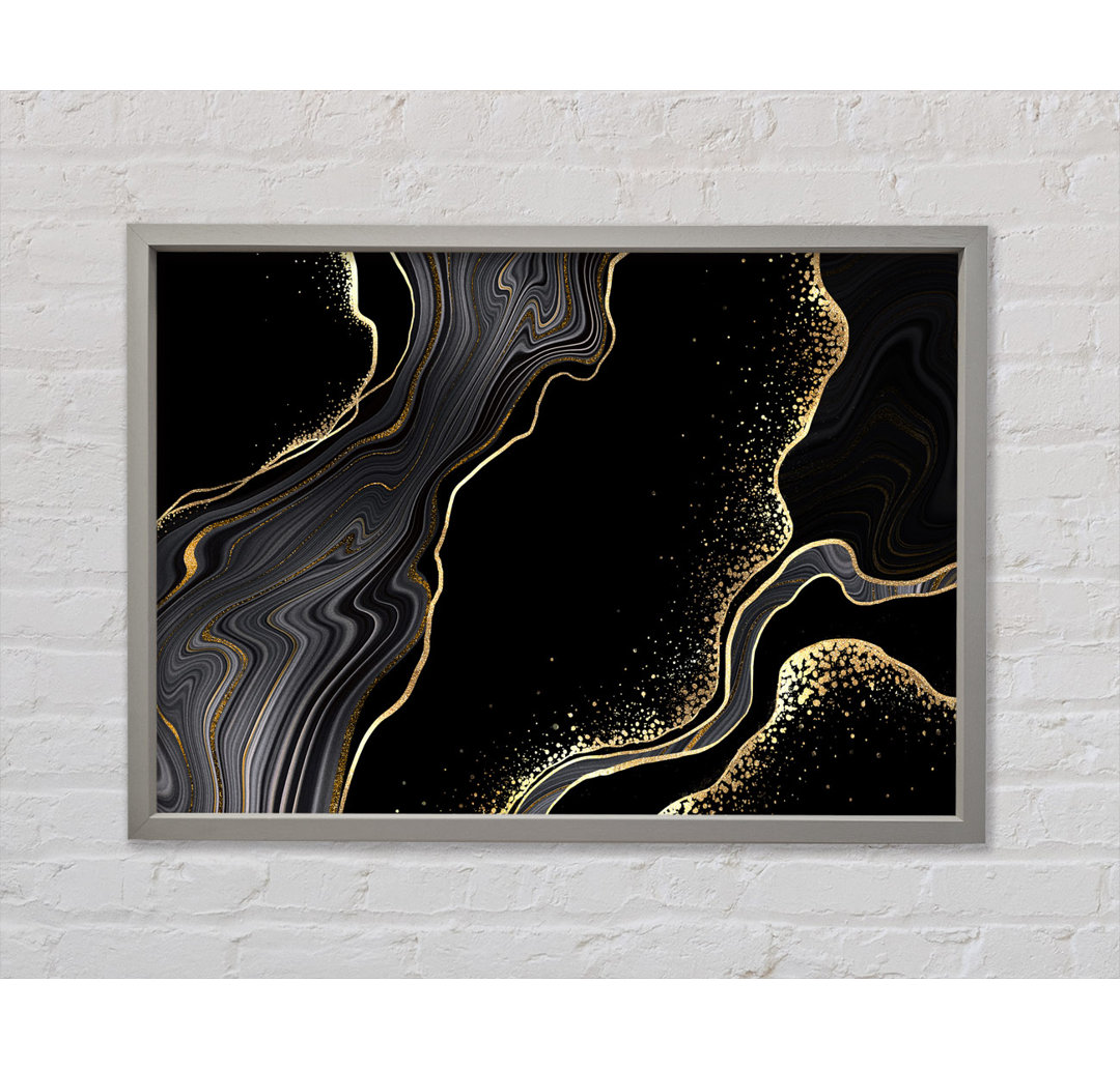 Black And Gold Flakes - Einzelner Bilderrahmen Kunstdrucke auf Leinwand