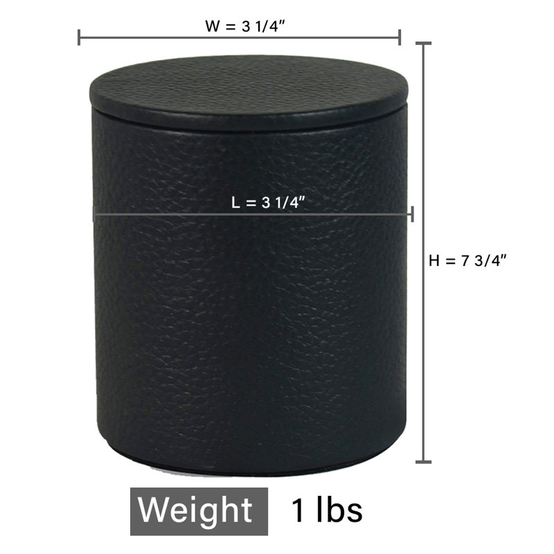 Black Leather Bathroom Storage Jar with Lid – Cotton Ball & Vanity Organizer, Black