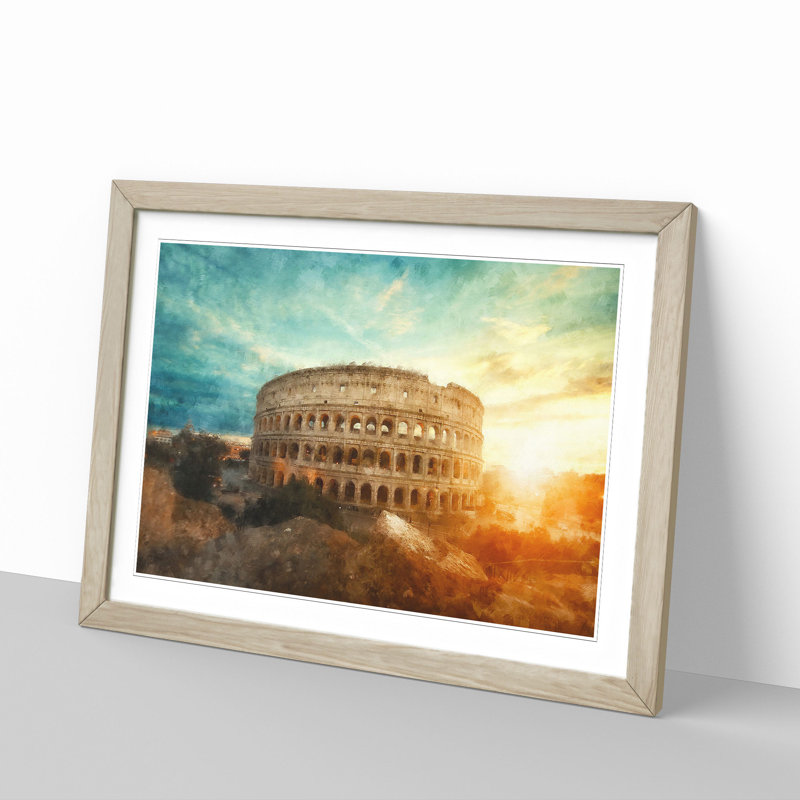 The Colisium in Rome Italy - Picture Frame Painting Print, 62cm H x 87cm W x 2cm D, Oak Framed