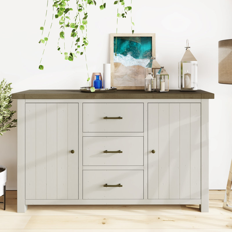 Brents 2 Door 3 Drawer Sideboard Buffet. 153cm Wide. Solid Reclaimed Pine Wood.