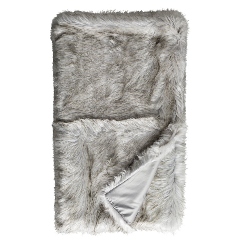 Faux Fur Throw Blanket, Silver