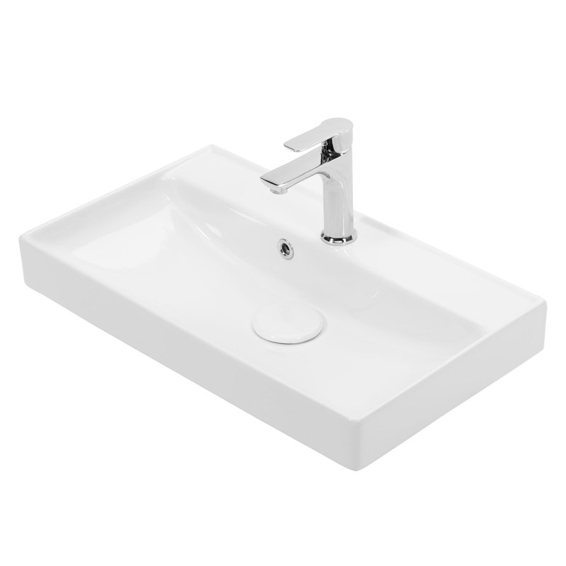 Lavabo de salle de bain mural ou encastré Nice 65 blanc brillant