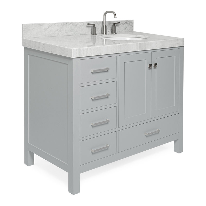 Cambridge Single Bathroom Vanity with Carrara Marble Top, Gray