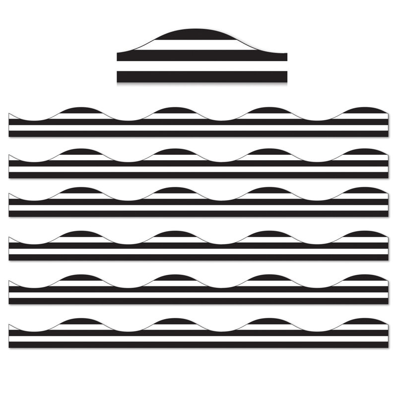 Black and White Striped Magnetic Scallop Border Set