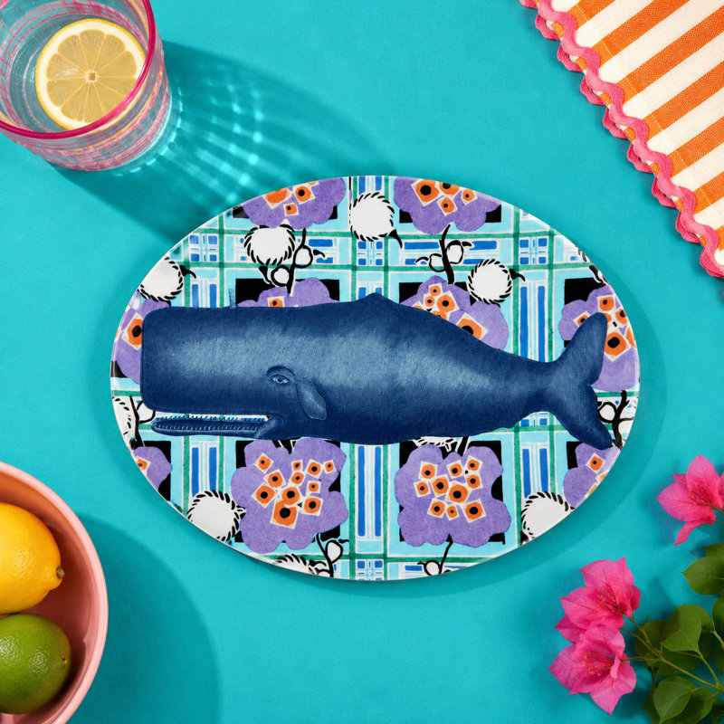 COTE DE LA MER WHALE VALET TRAY, 0.5" H x 14.5" W x 11.75" D, Oval