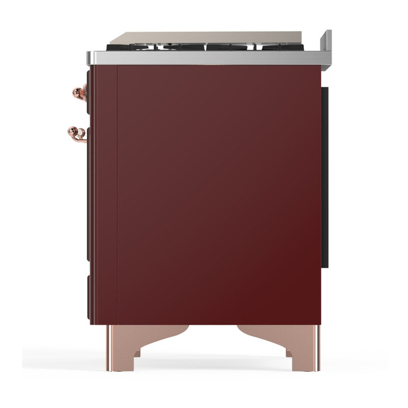 Majestic III Series 36 Inch Dual Fuel Range with 6 Sealed Burners, Griddle, in Glossy Black (Natural Gas, Brass Trim), Copper