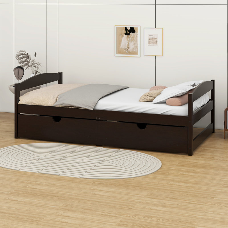 Lit plateforme avec deux tiroirs, Espresso
