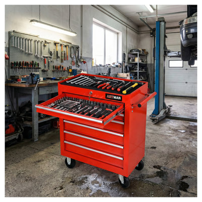 Armoire à outils à 7 tiroirs à roulettes - Armoire mobile en acier robuste avec glissières à roulement à billes et roues verrouillables