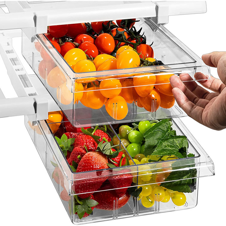 Sorbus Clear Stackable Pull Out Refrigerator Organizer Bins (2 Pack