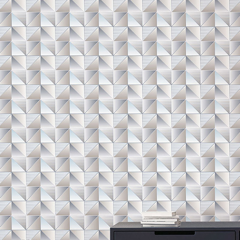 Geometrix 25.4m x 52.8cm Satin Wallpaper Roll, Blue/Grey