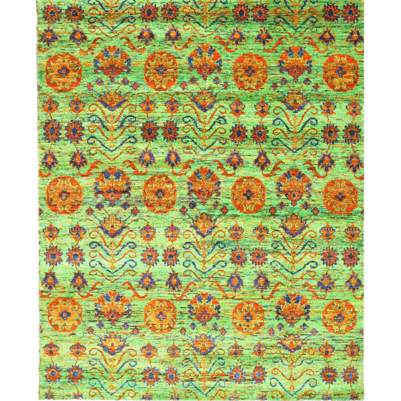 Tapis oriental moderne contemporain en soie noué à la main 9 x 12