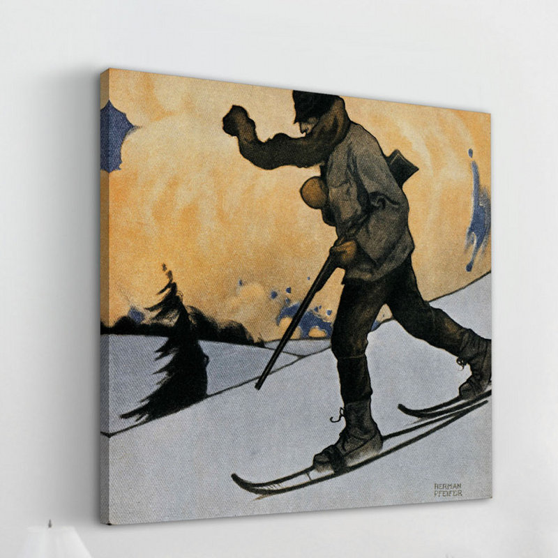 Snowshod Hunter 1 Piece Wrapped Canvas Painting, 46 cm H x 46 cm W x 4 cm D