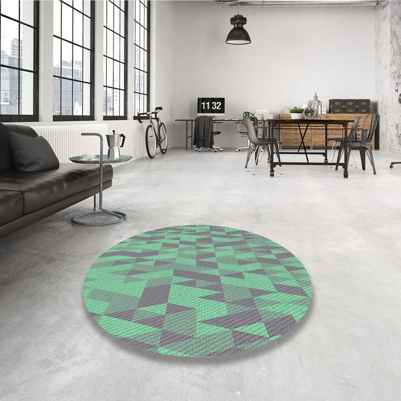 Geometric Indoor Rug, Round 3'