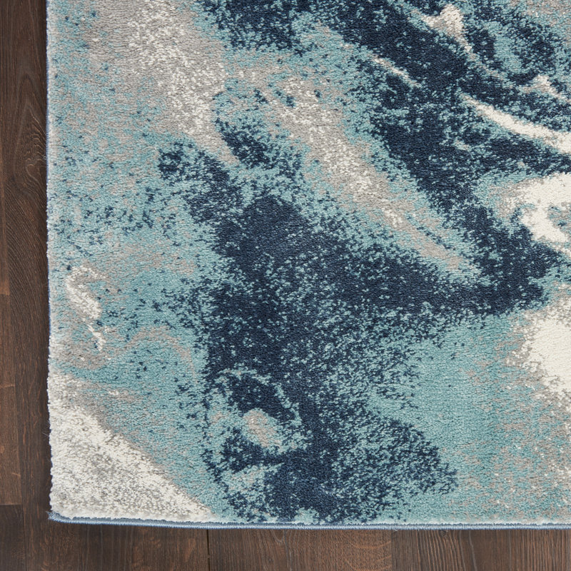 Tapis bleu en polypropylène Miep American Manor, Rectangle 3 pi 11 po x 5 pi 11 po