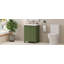 Petit meuble-lavabo de style rétro avec lavabo en céramique, portes à fermeture en douceur, tablette réglable pour économiser de l'espace et salle de bain organisée