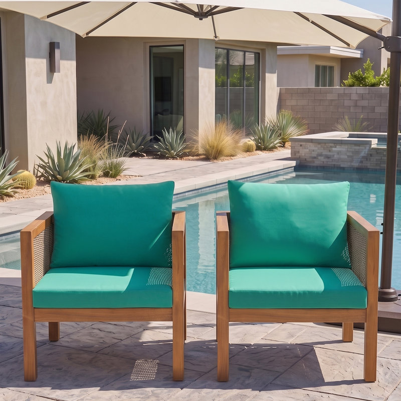 Ensemble de fauteuils d'extérieur confortables et verdoyants, chaise longue de patio avec coussins, Vert